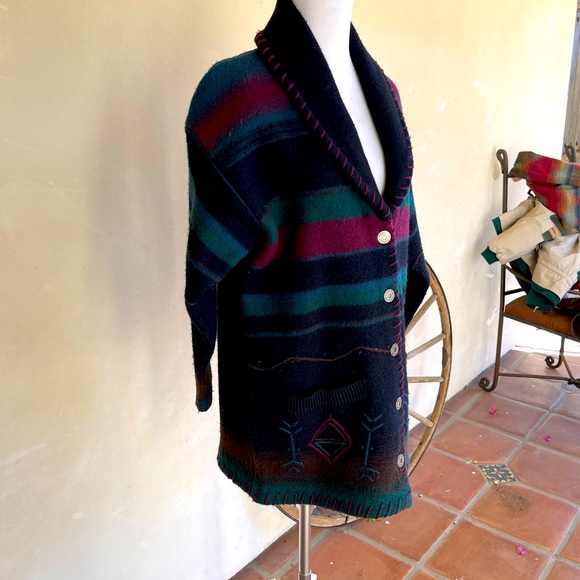 WOOLRICH Rugged Outdoorwear Wool Western Southwestern Whipstitch Warm Jacket USA - Picture 5 of 12